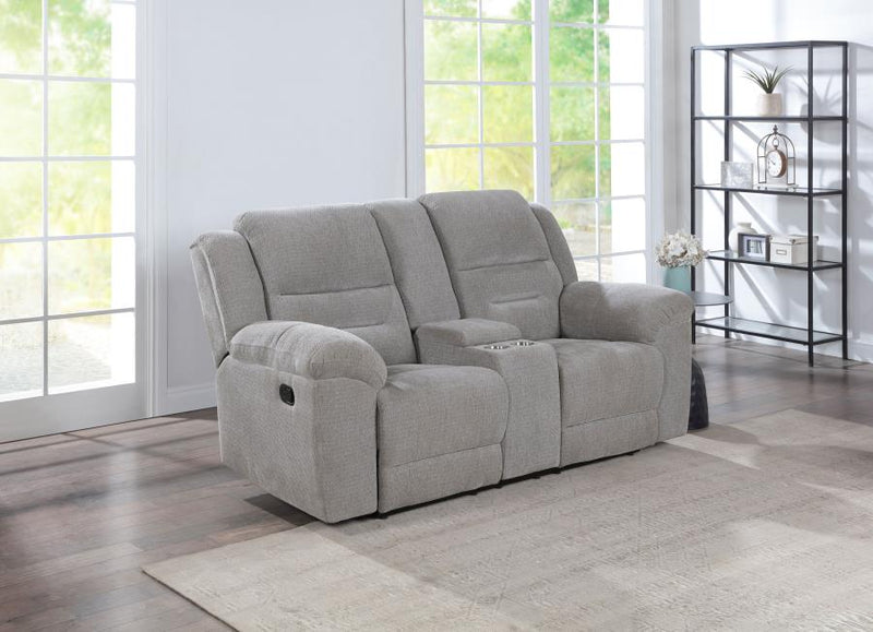 Gilson Chenille Upholstered Reclining Loveseat Grey-zoom-