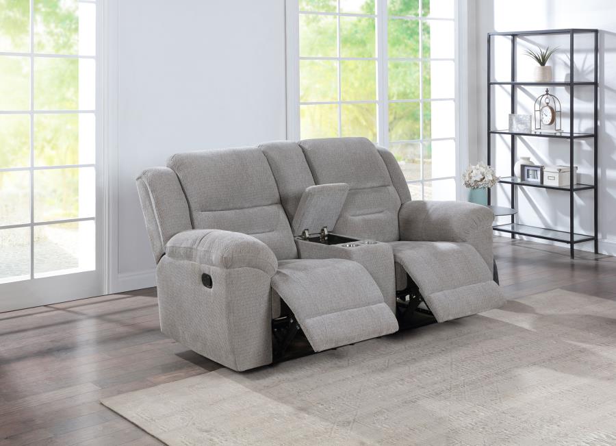 Gilson Chenille Upholstered Reclining Loveseat Grey-3