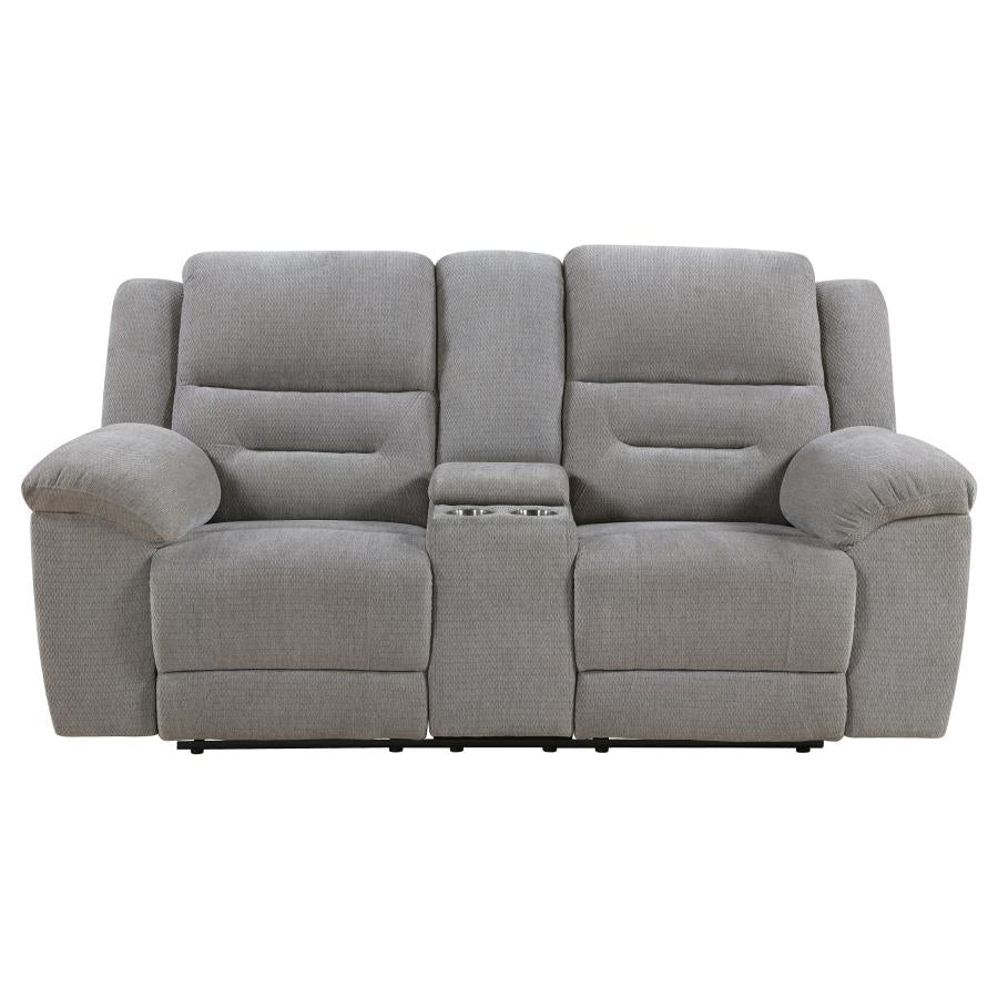 Gilson Chenille Upholstered Reclining Loveseat Grey-5