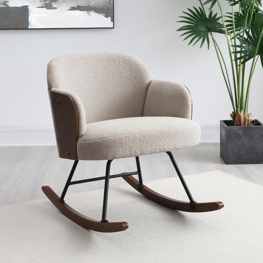 Paige Boucle Upholstered Mid Back Rocking Chair Beige-zoom-2