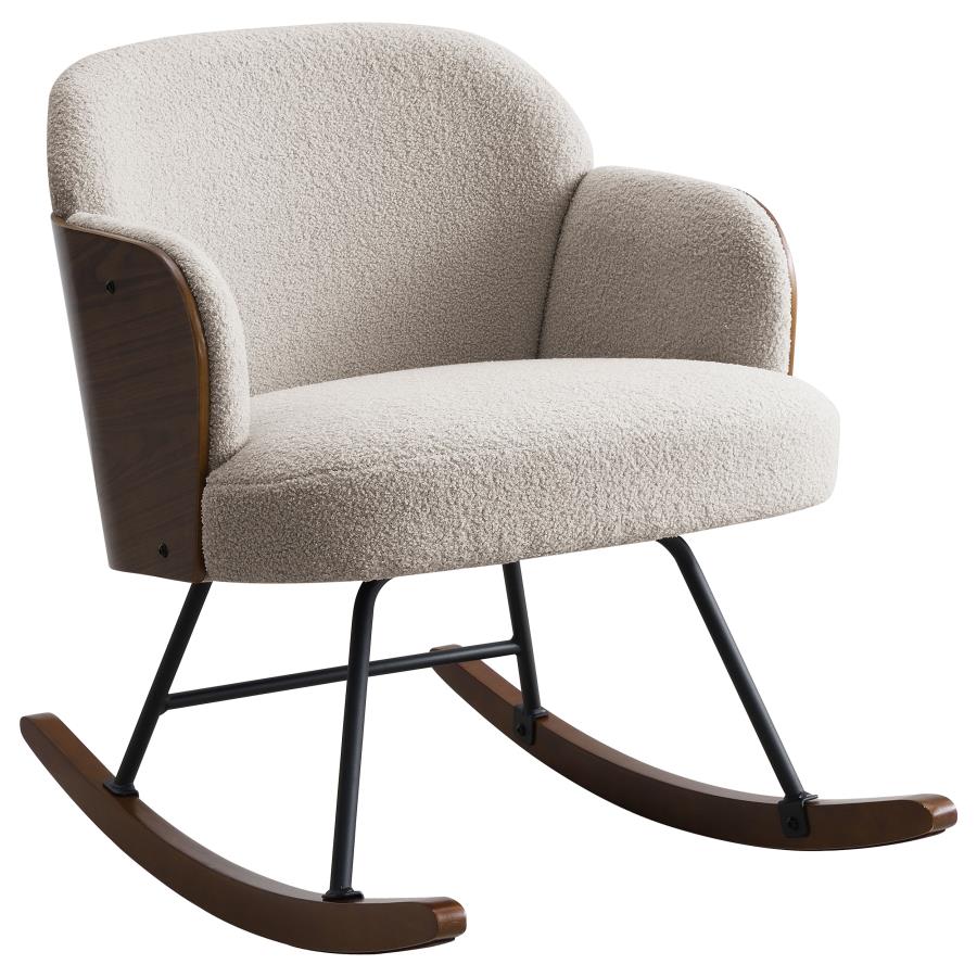 Paige Boucle Upholstered Mid Back Rocking Chair Beige-1