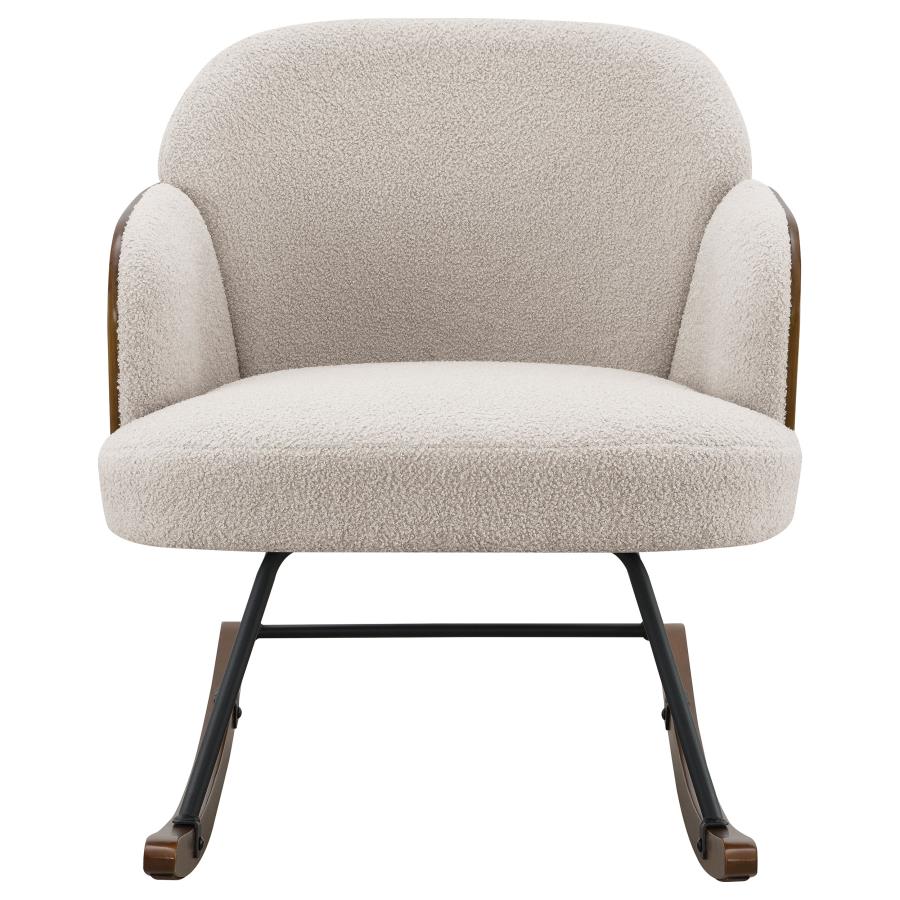 Paige Boucle Upholstered Mid Back Rocking Chair Beige-zoom-3