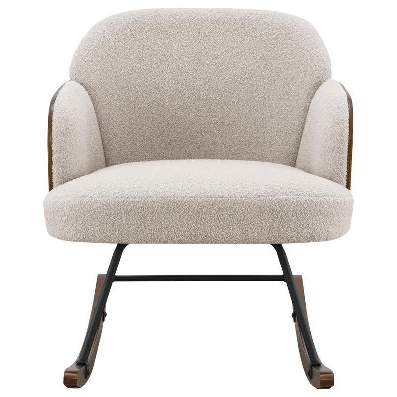Paige Boucle Upholstered Mid Back Rocking Chair Beige-zoom-