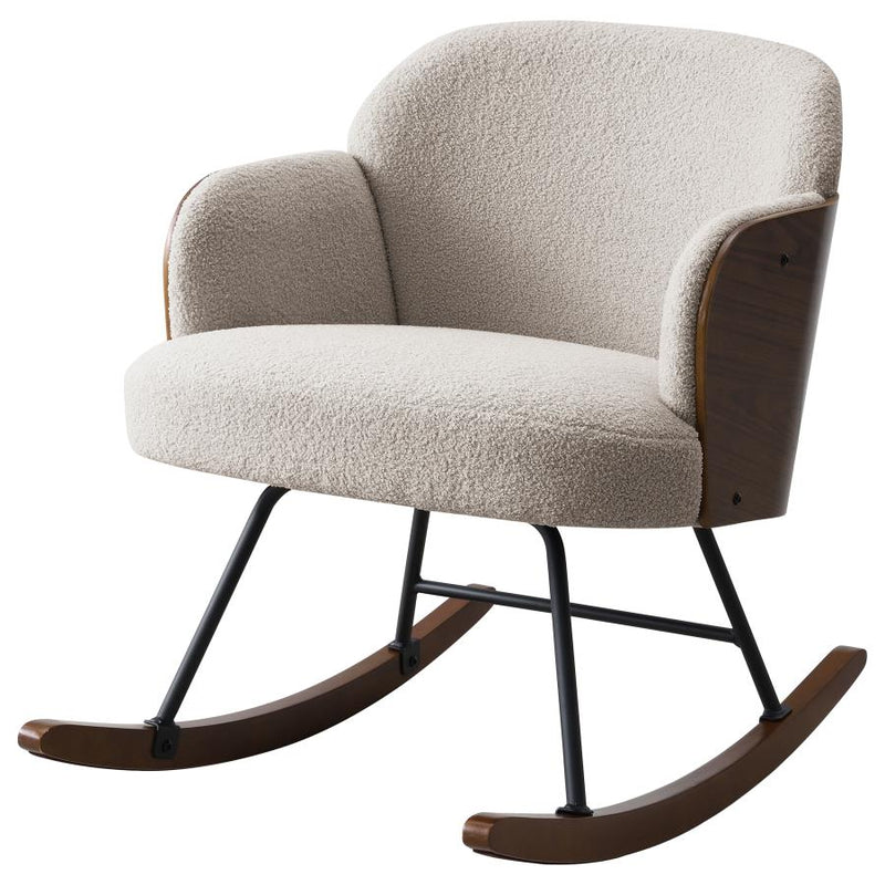 Paige Boucle Upholstered Mid Back Rocking Chair Beige-zoom-