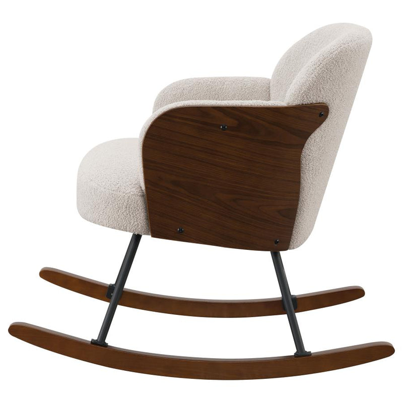 Paige Boucle Upholstered Mid Back Rocking Chair Beige-zoom-