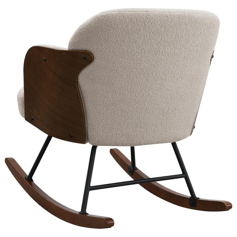 Paige Boucle Upholstered Mid Back Rocking Chair Beige-zoom-