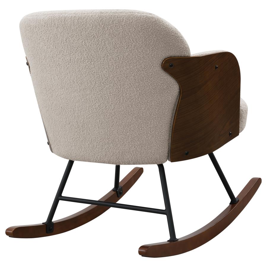 Paige Boucle Upholstered Mid Back Rocking Chair Beige-zoom-7