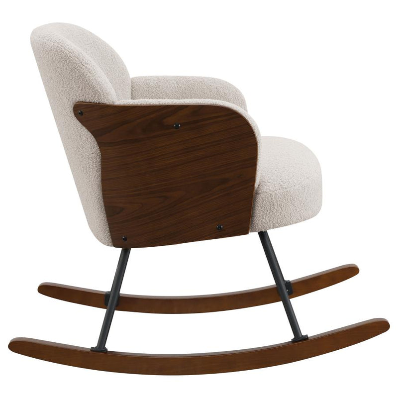 Paige Boucle Upholstered Mid Back Rocking Chair Beige-zoom-