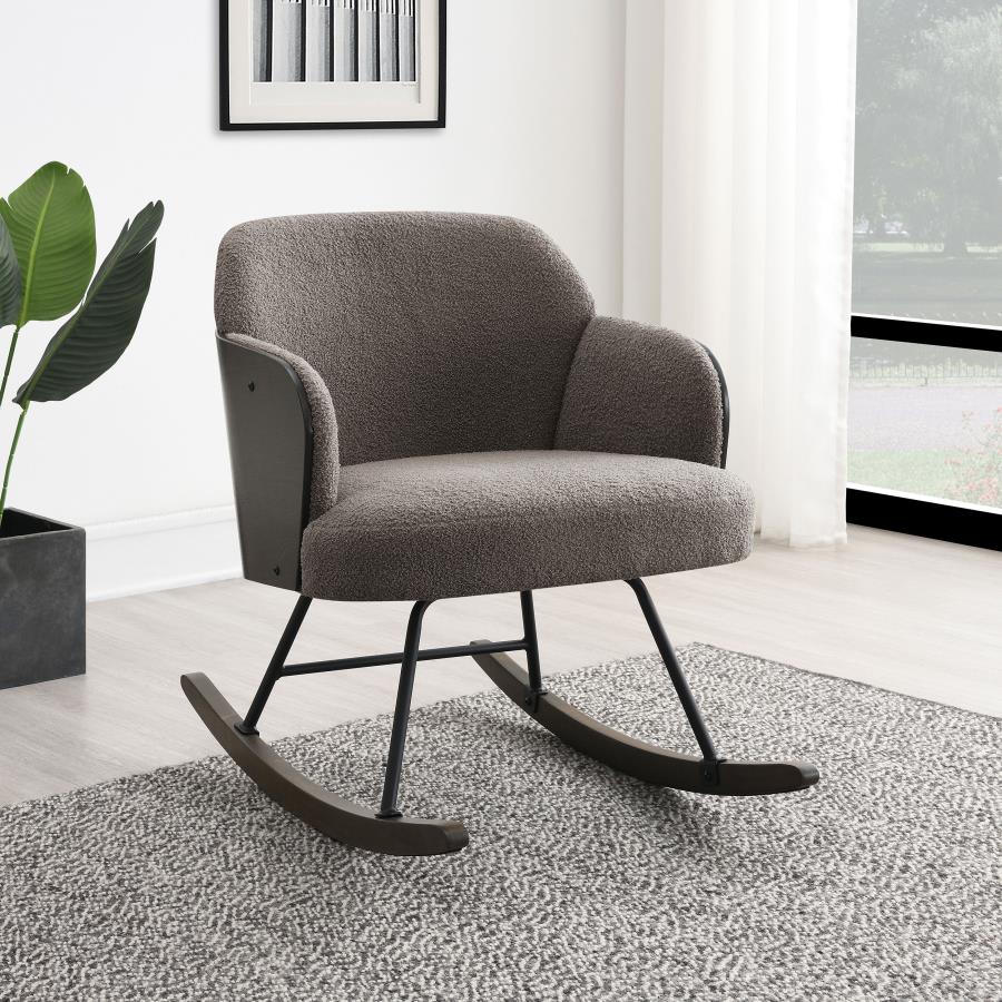 Paige Boucle Upholstered Mid Back Rocking Chair Taupe-2