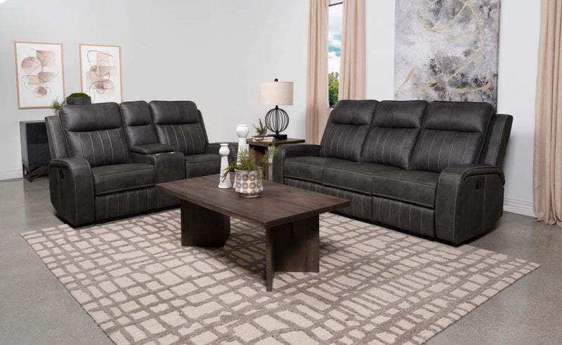 Raelynn 2-piece Upholstered Reclining Sofa Set Grey-zoom-