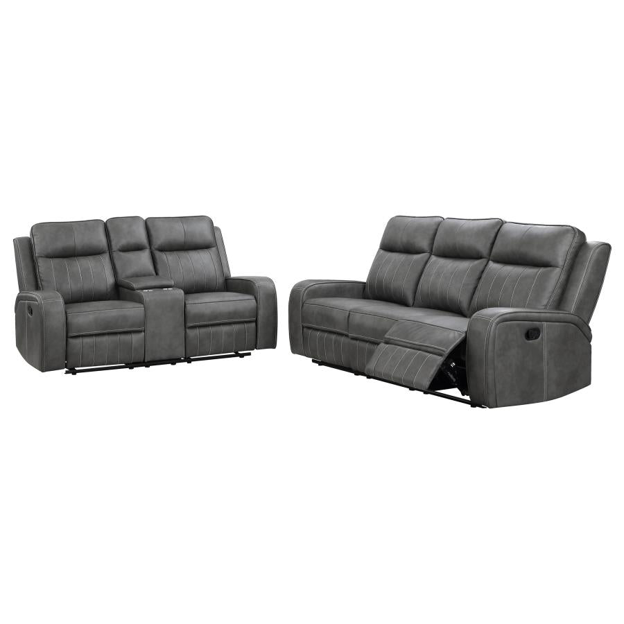 Raelynn 2-piece Upholstered Reclining Sofa Set Grey-zoom-3
