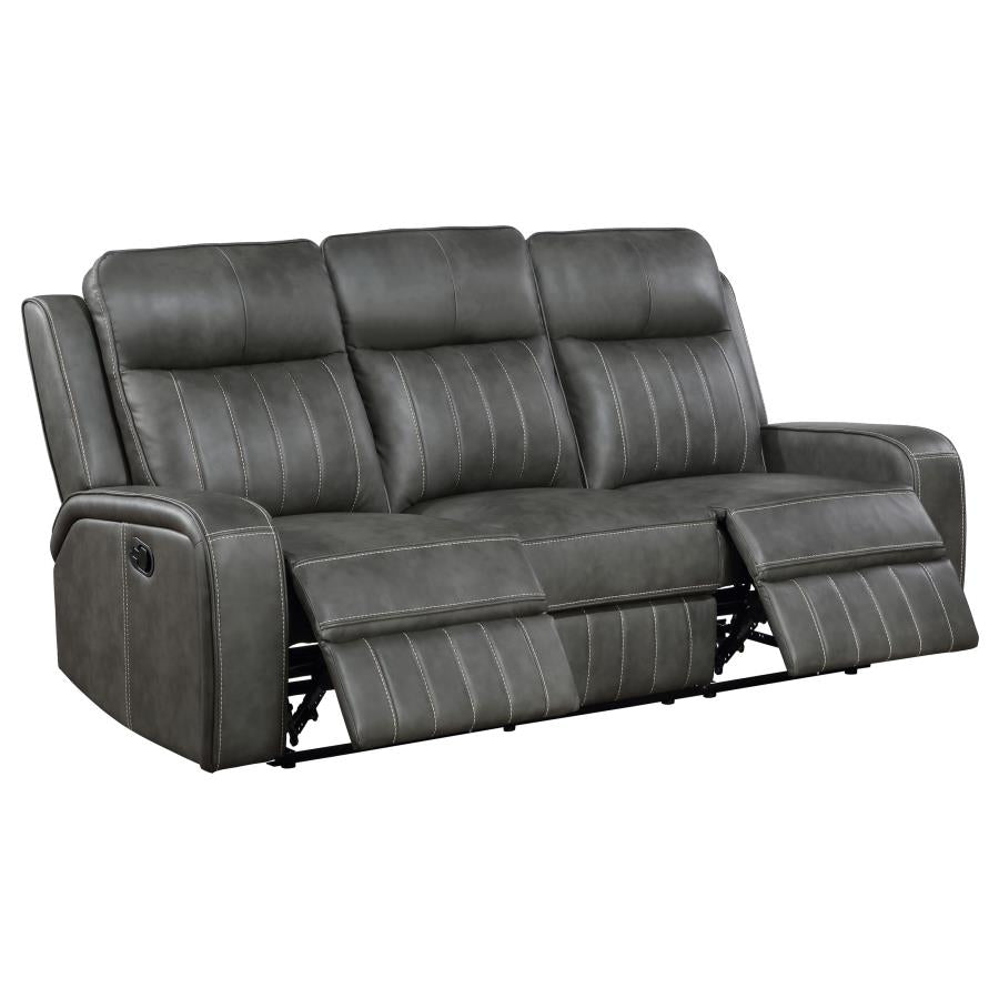 Raelynn 2-piece Upholstered Reclining Sofa Set Grey-5