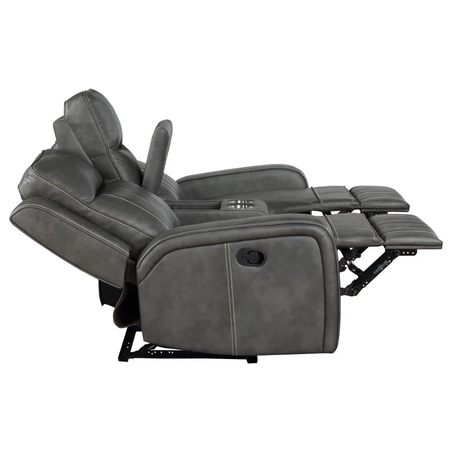 Raelynn 2-piece Upholstered Reclining Sofa Set Grey-12