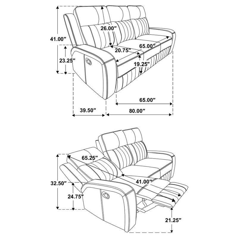 Raelynn 2-piece Upholstered Reclining Sofa Set Grey-zoom-
