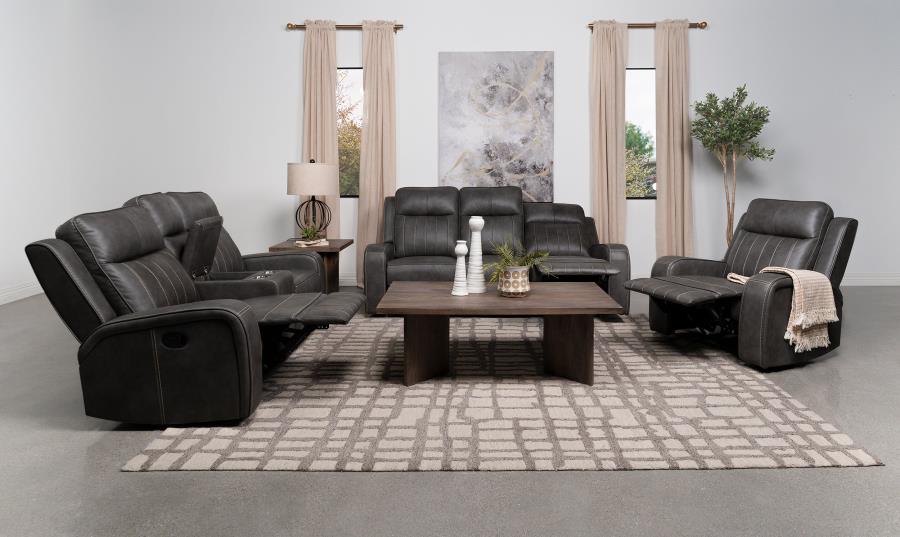 Raelynn 3-piece Upholstered Reclining Sofa Set Grey-2