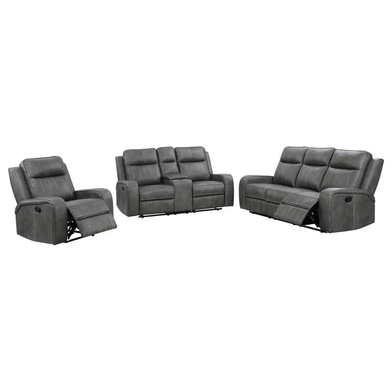 Raelynn 3-piece Upholstered Reclining Sofa Set Grey-zoom-