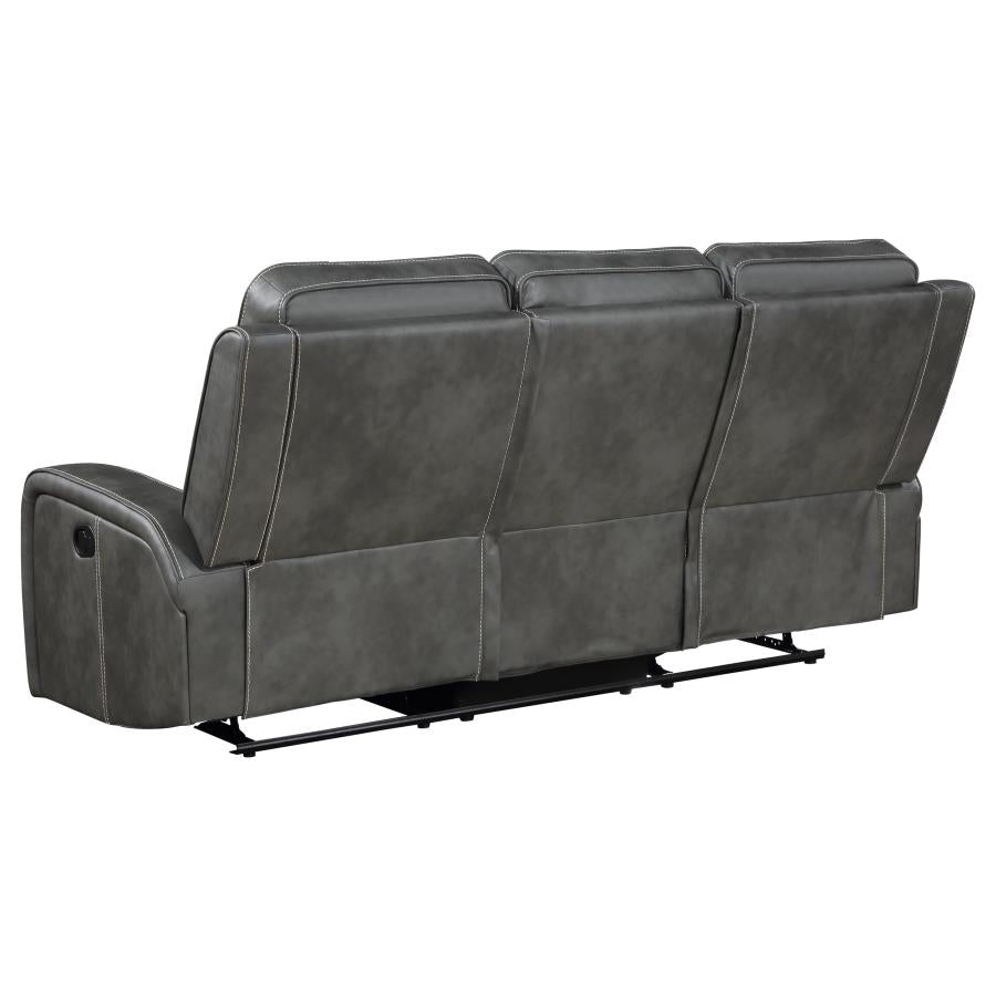 Raelynn 3-piece Upholstered Reclining Sofa Set Grey-5