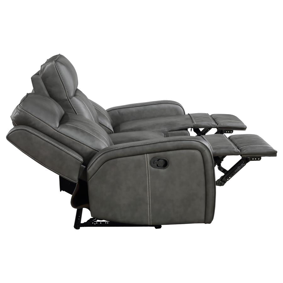 Raelynn 3-piece Upholstered Reclining Sofa Set Grey-6