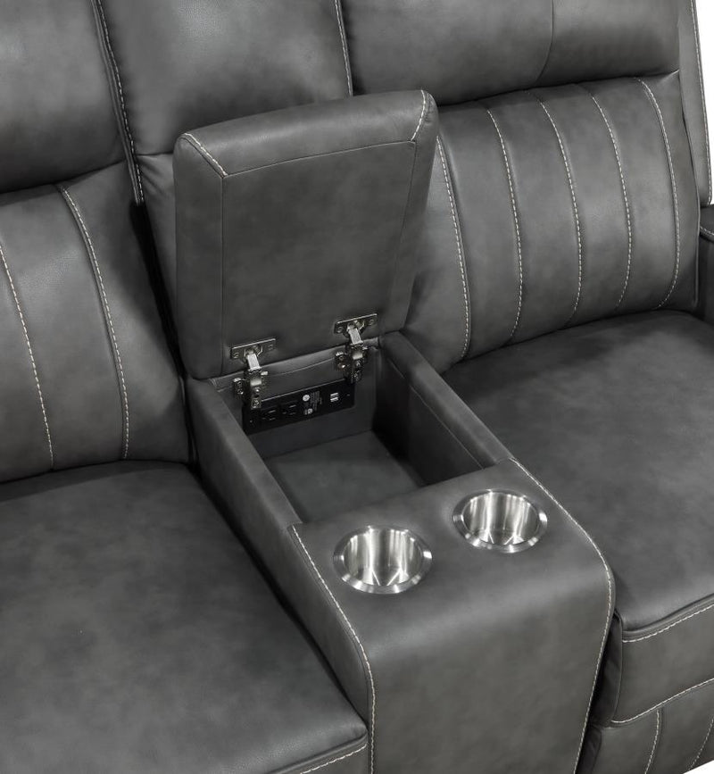 Raelynn 3-piece Upholstered Reclining Sofa Set Grey-zoom-