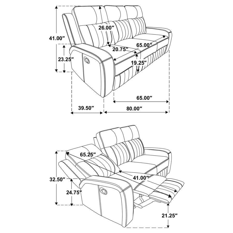 Raelynn 3-piece Upholstered Reclining Sofa Set Grey-zoom-16