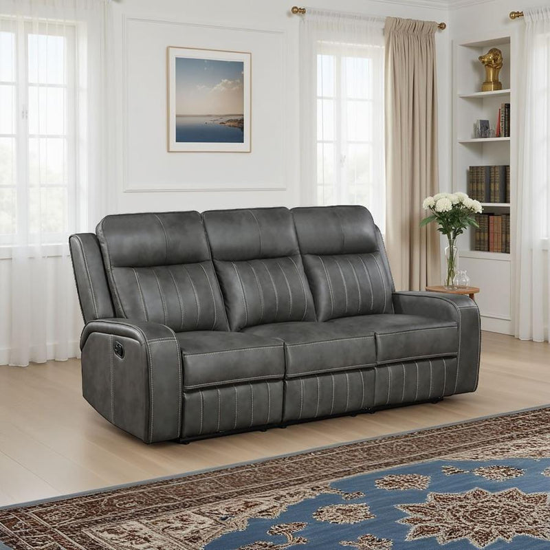 Raelynn Upholstered Track Arm Motion Sofa Grey-zoom-
