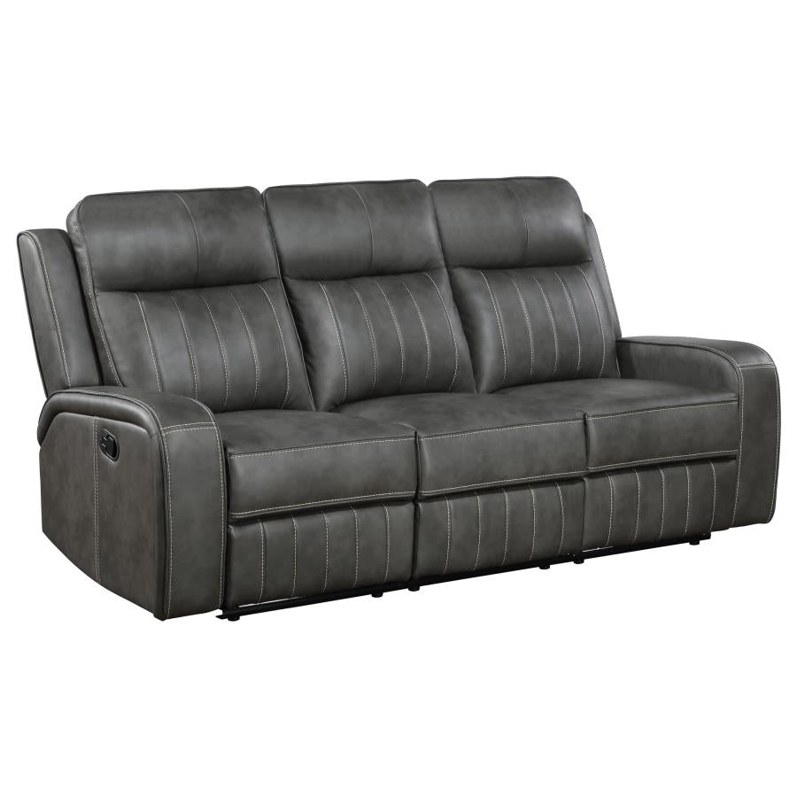 Raelynn Upholstered Track Arm Motion Sofa Grey-zoom-1