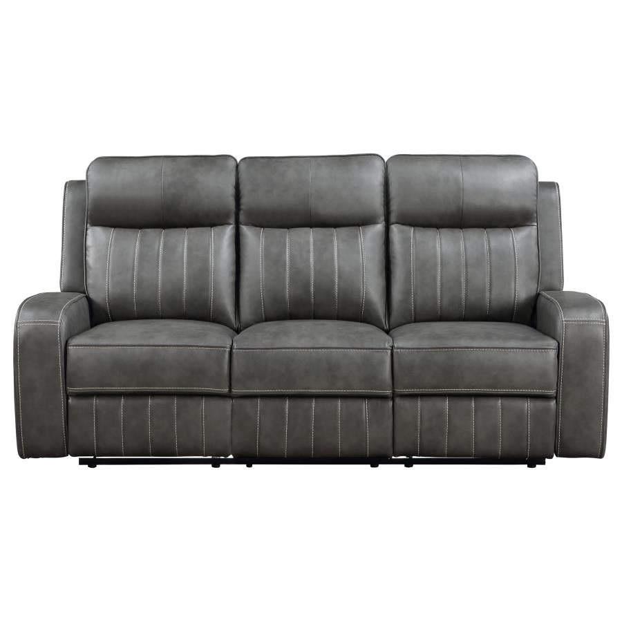 Raelynn Upholstered Track Arm Motion Sofa Grey-zoom-4
