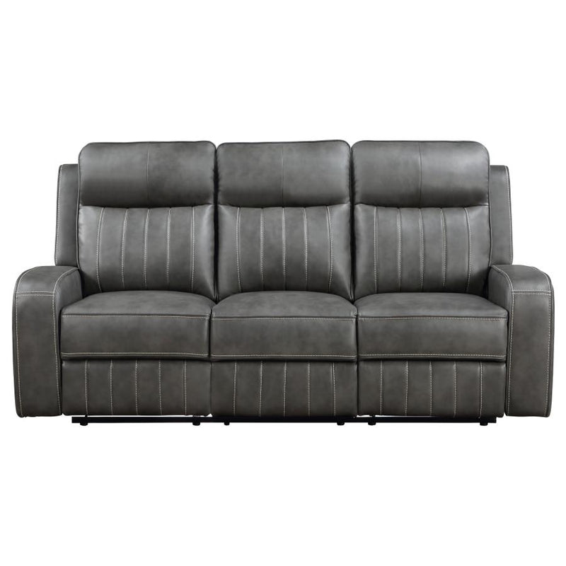 Raelynn Upholstered Track Arm Motion Sofa Grey-zoom-