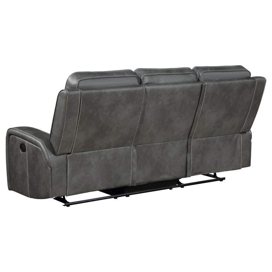 Raelynn Upholstered Track Arm Motion Sofa Grey-zoom-5