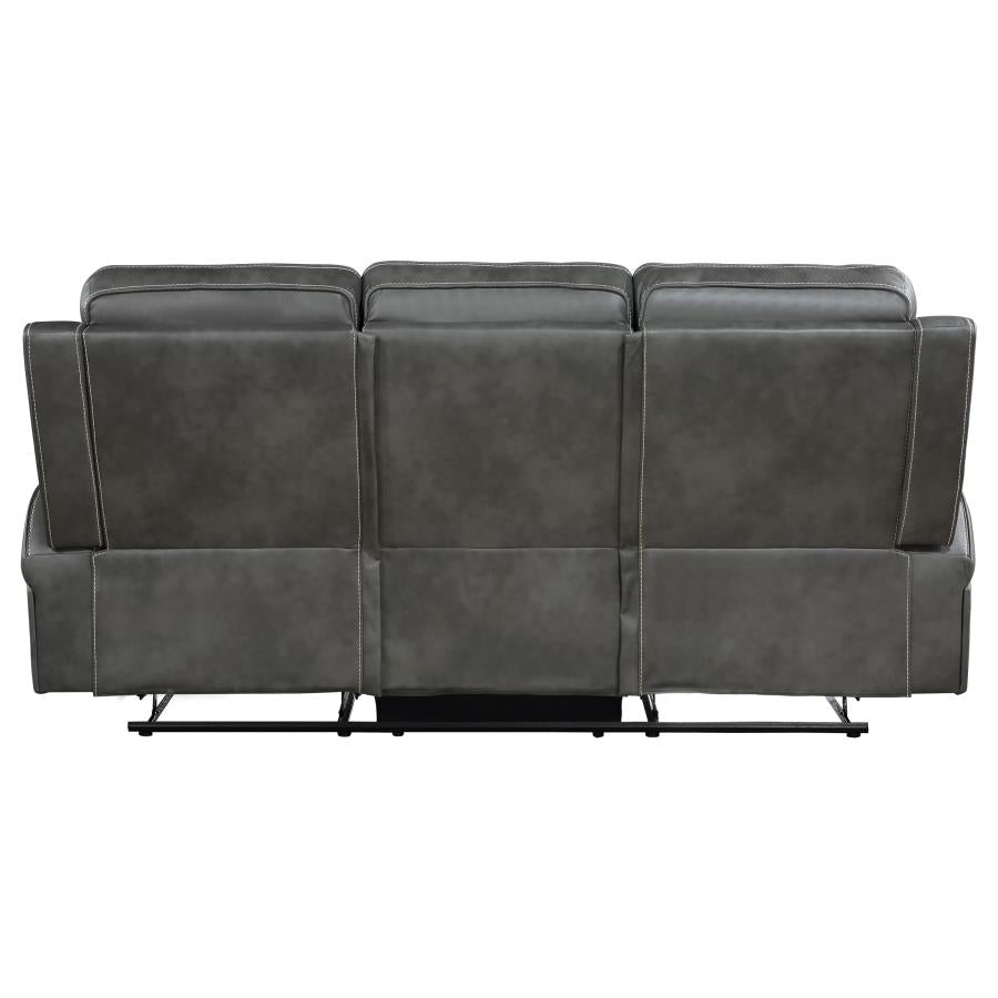 Raelynn Upholstered Track Arm Motion Sofa Grey-6