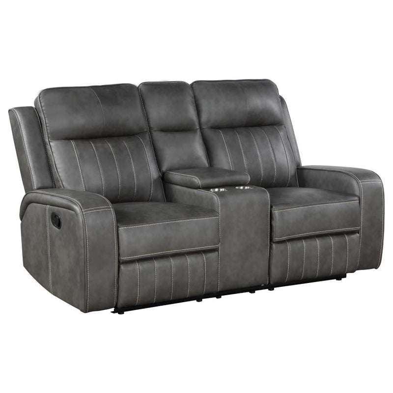 Raelynn Upholstered Track Arm Motion Loveseat Grey-zoom-
