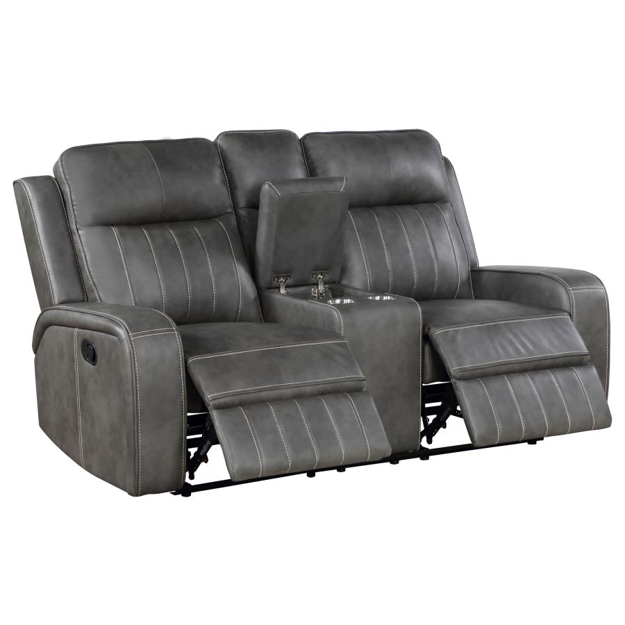 Raelynn Upholstered Track Arm Motion Loveseat Grey-zoom-3