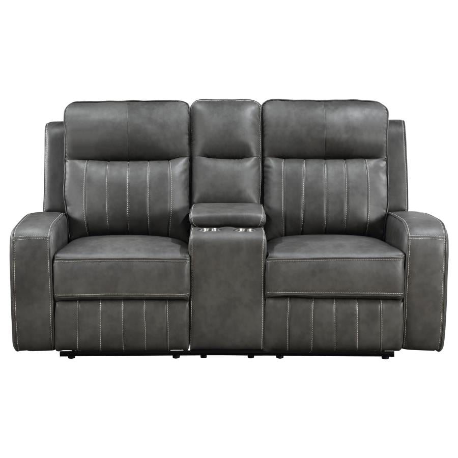Raelynn Upholstered Track Arm Motion Loveseat Grey-zoom-4