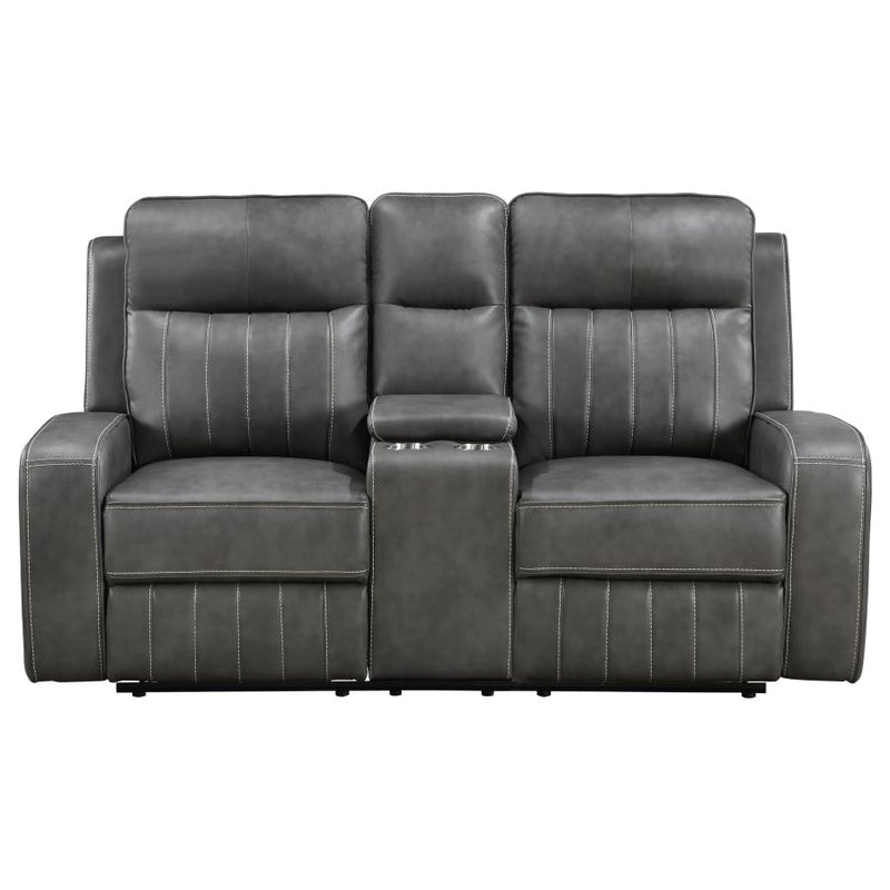 Raelynn Upholstered Track Arm Motion Loveseat Grey-zoom-