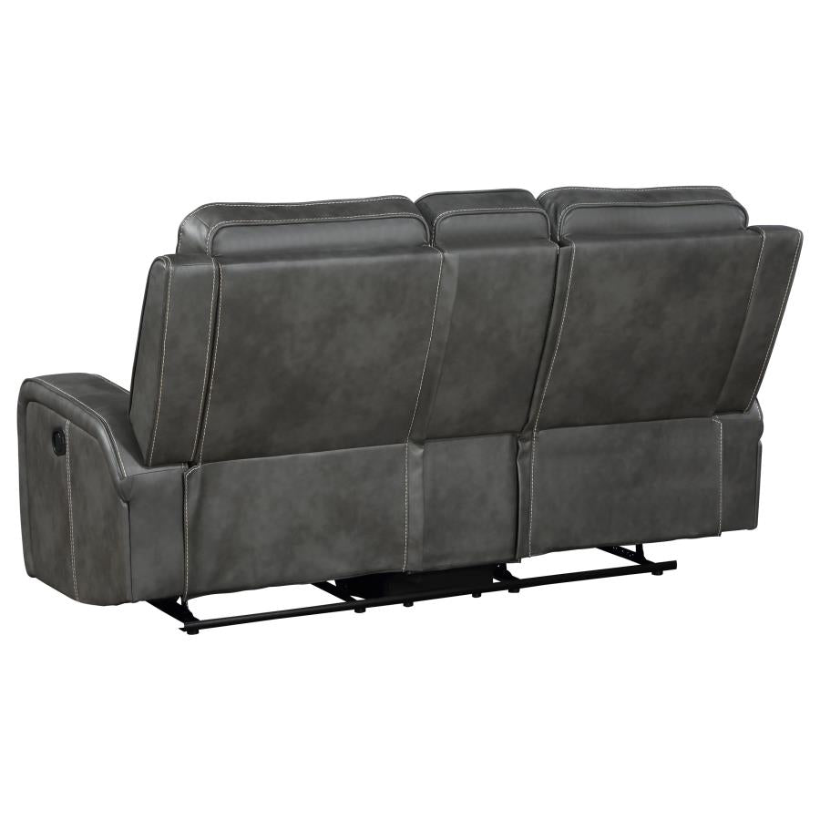 Raelynn Upholstered Track Arm Motion Loveseat Grey-5