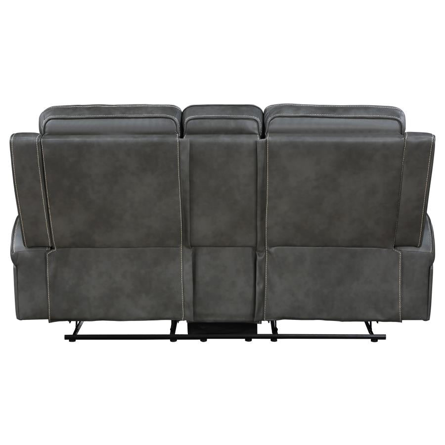 Raelynn Upholstered Track Arm Motion Loveseat Grey-6
