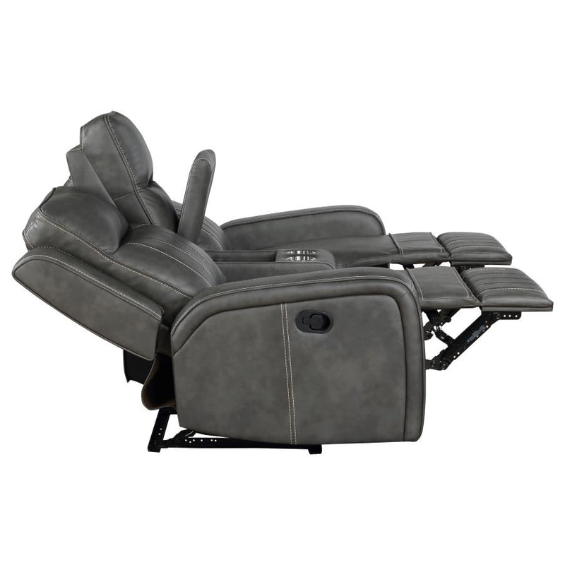 Raelynn Upholstered Track Arm Motion Loveseat Grey-zoom-