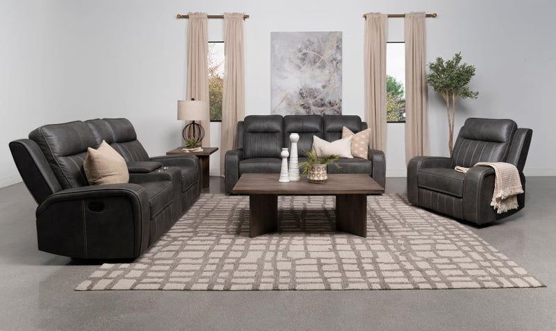 Raelynn Upholstered Track Arm Motion Loveseat Grey-zoom-