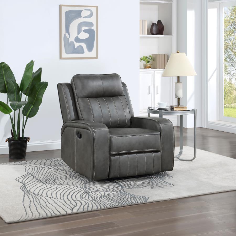 Raelynn Upholstered Track Arm Recliner Grey-2