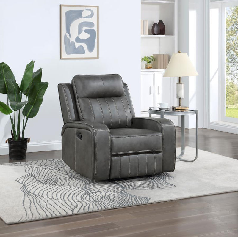 Raelynn Upholstered Track Arm Recliner Grey-zoom-