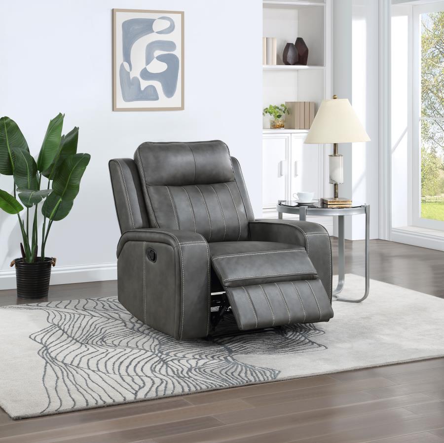 Raelynn Upholstered Track Arm Recliner Grey-zoom-3