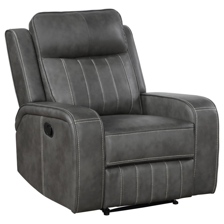 Raelynn Upholstered Track Arm Recliner Grey-zoom-1