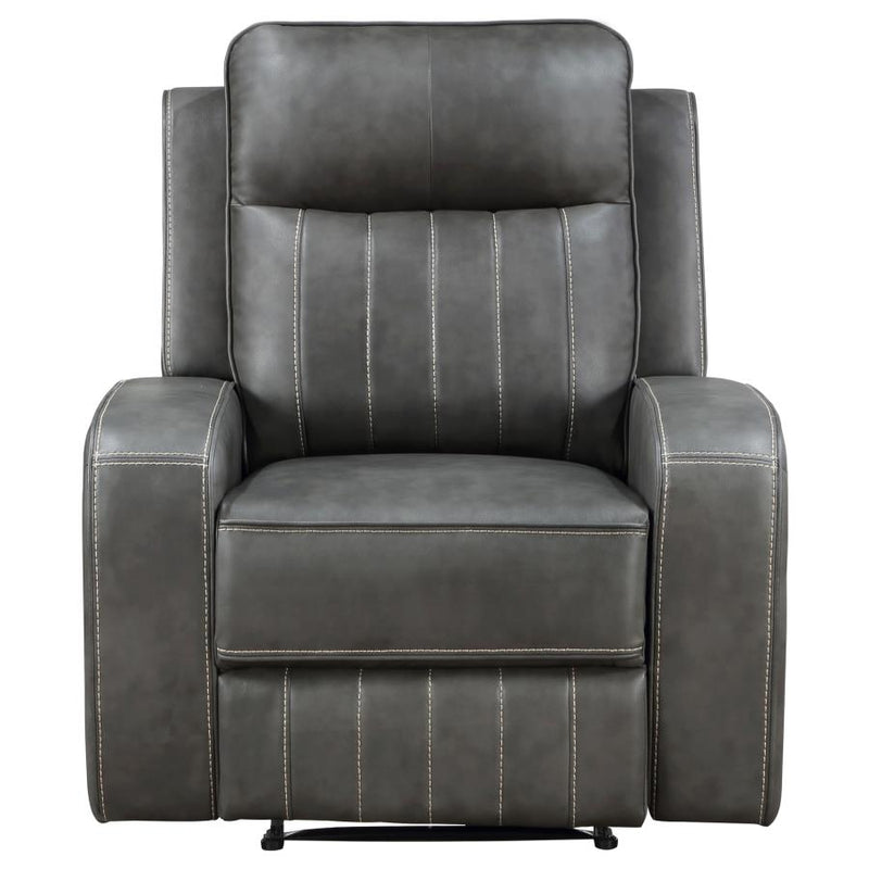 Raelynn Upholstered Track Arm Recliner Grey-zoom-
