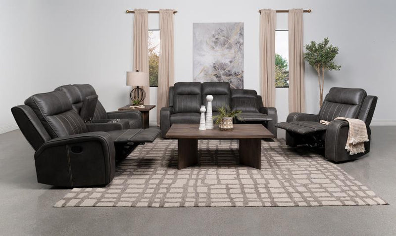 Raelynn Upholstered Track Arm Recliner Grey-zoom-
