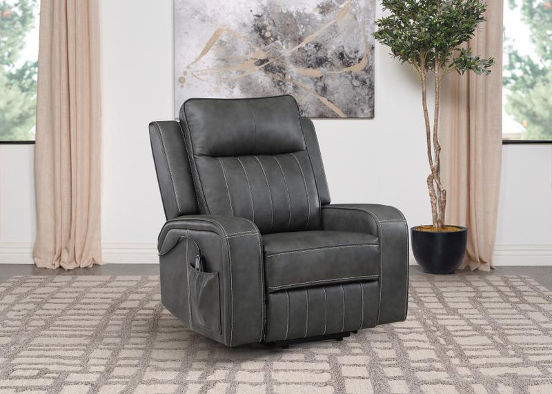 Raelynn Upholstered Power Lift Recliner Chair Grey-zoom-
