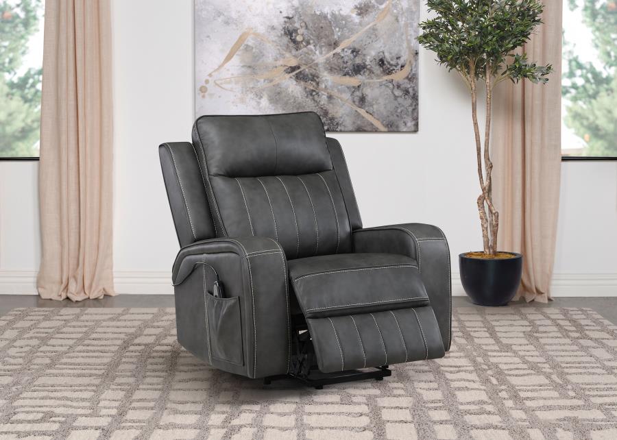 Raelynn Upholstered Power Lift Recliner Chair Grey-zoom-3
