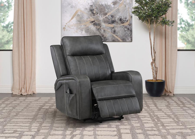 Raelynn Upholstered Power Lift Recliner Chair Grey-zoom-