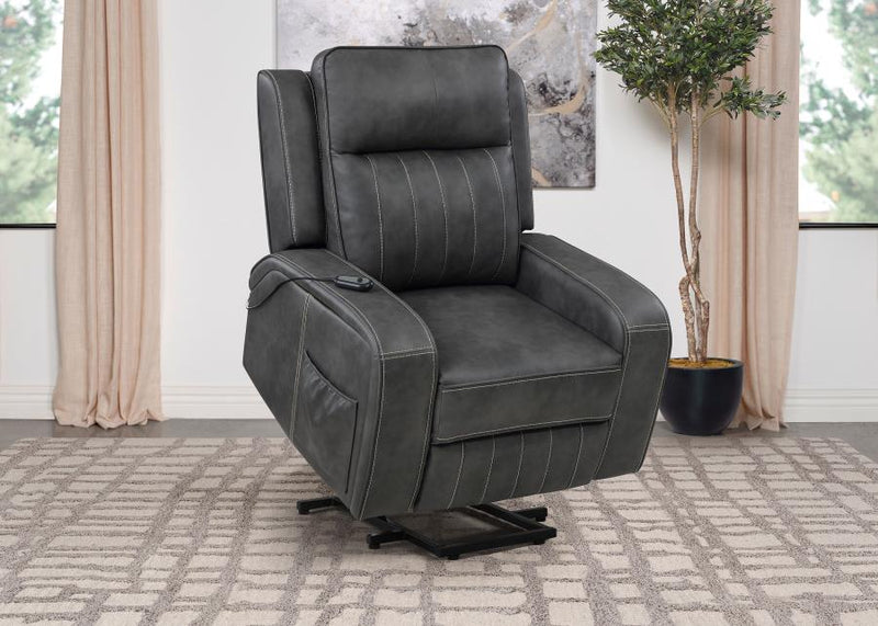 Raelynn Upholstered Power Lift Recliner Chair Grey-zoom-