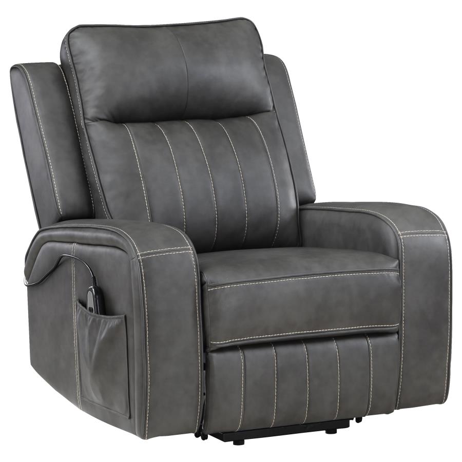 Raelynn Upholstered Power Lift Recliner Chair Grey-zoom-5