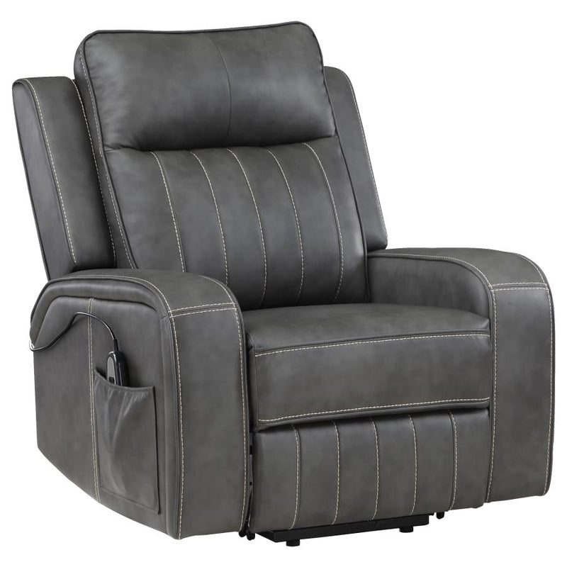 Raelynn Upholstered Power Lift Recliner Chair Grey-zoom-